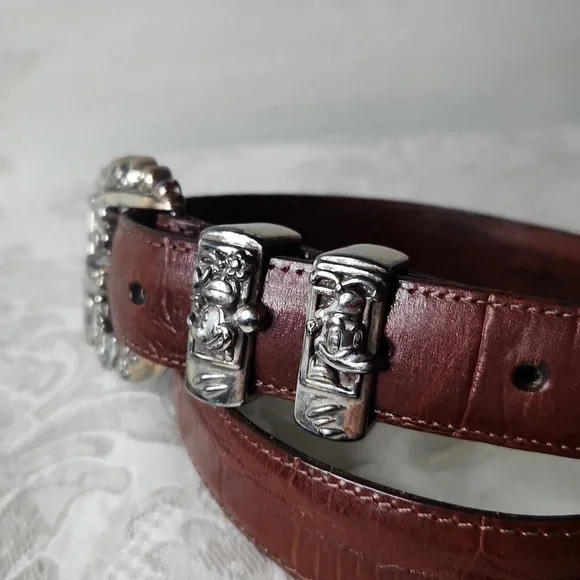 Brighton Mickey Mouse Train Lizard Print Belt Size 32 - Picture 3 of 13